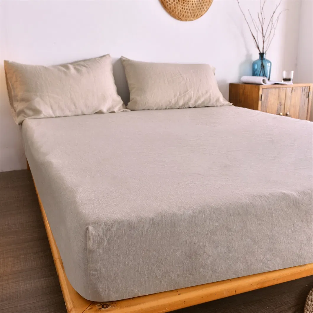 Super Soft Washing Natural Color French Linen Sheet Sets