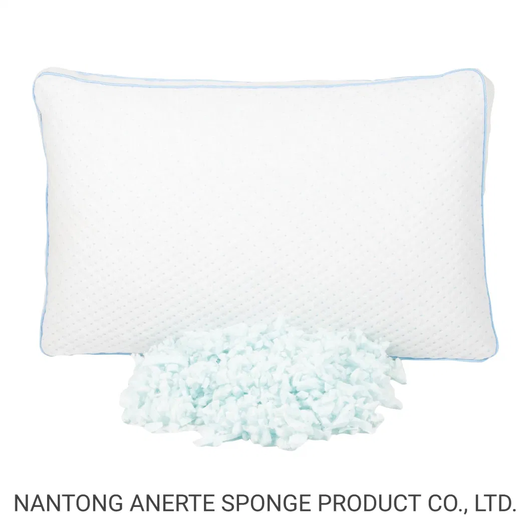 Shredded Foam Pillow with Washable Bamboo Cover Hidden Zipper